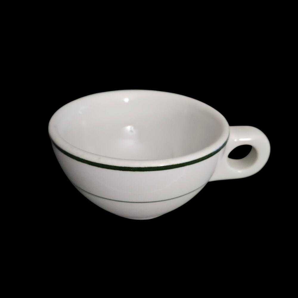 Buffalo China Green Stripe Restaurant Ware Soup Chili Cups Set of 4 USA